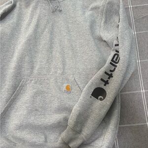 Carhartt Gray Hoodie with Logo Sleeve